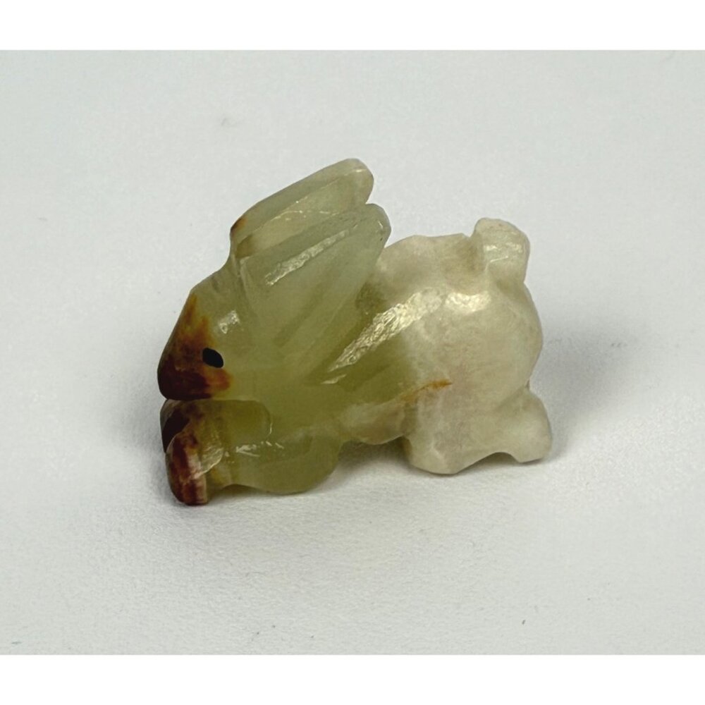 Hand-Carved Stone Onyx Small Rabbit Bunny Figurine Beige